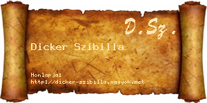 Dicker Szibilla névjegykártya